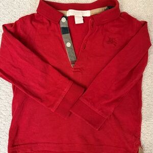 Burberry Red Polo Shirt with Button Accents